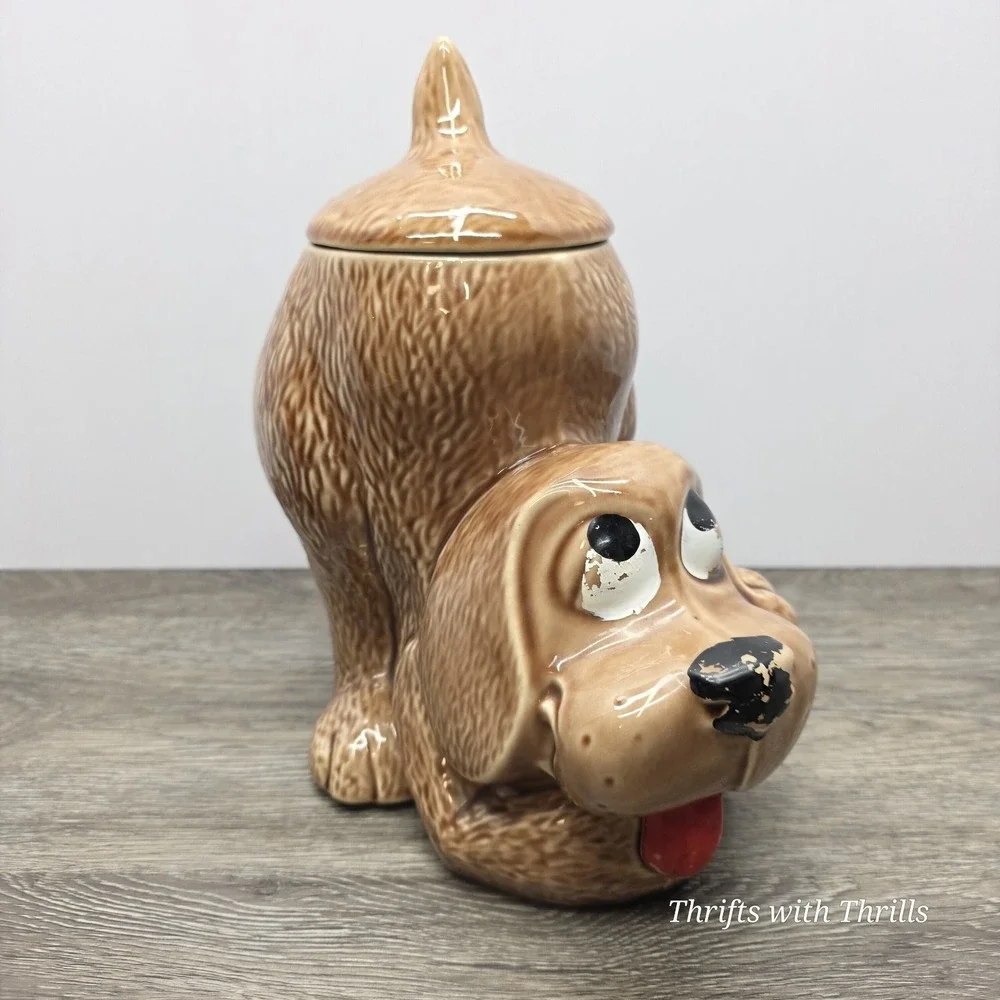 Vintage McCoy Brown Hound Dog Cookie Jar #0272 Canister